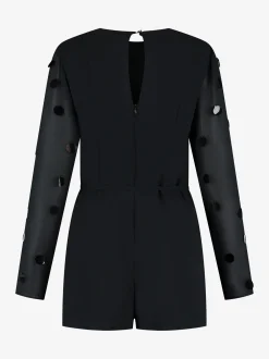 Playsuit met pailletten en een strikkoord