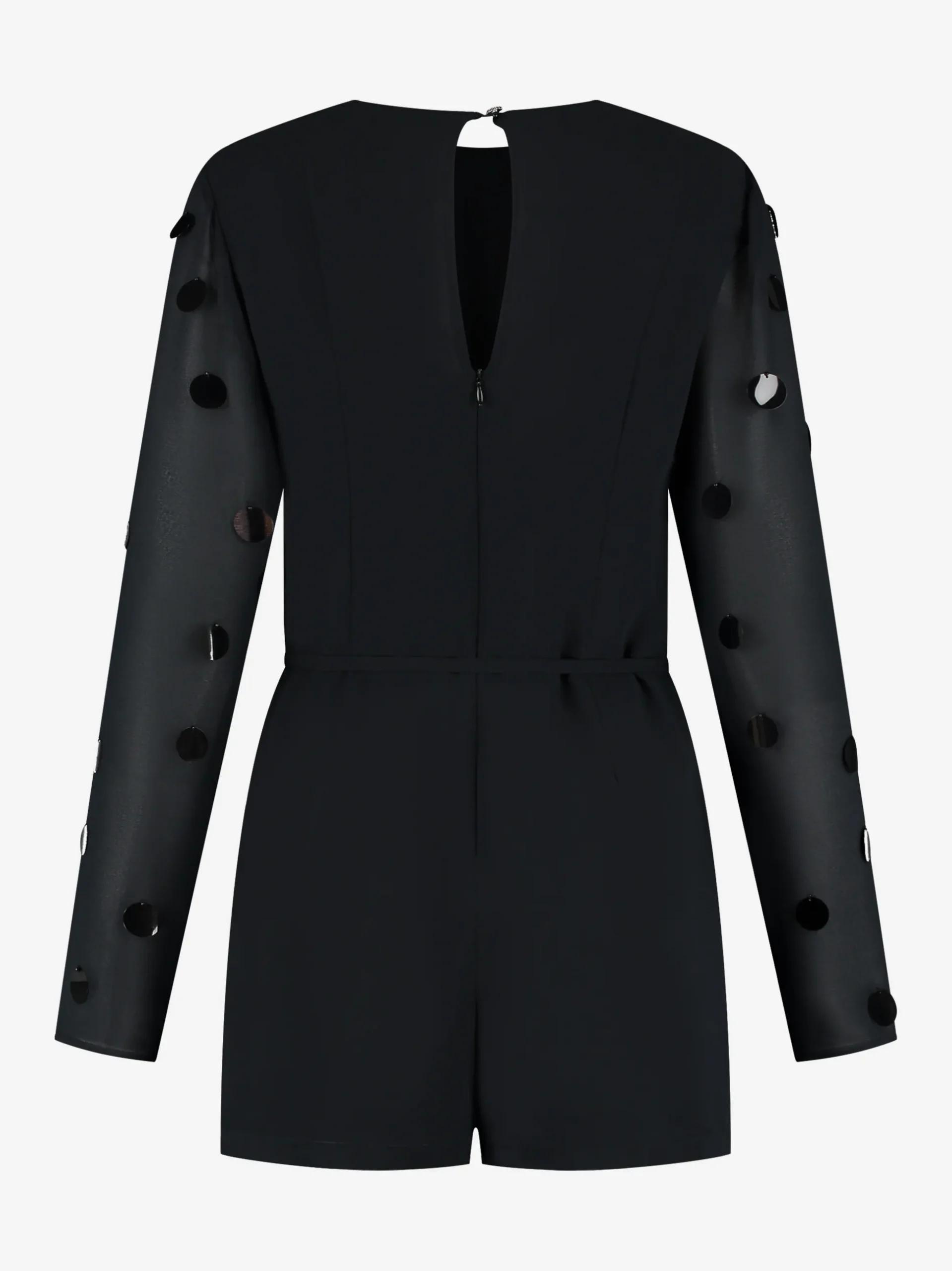 Playsuit met pailletten en een strikkoord