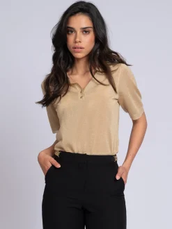 Polo top met glitters en N-knopen