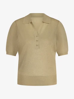 Polo top met glitters en N-knopen