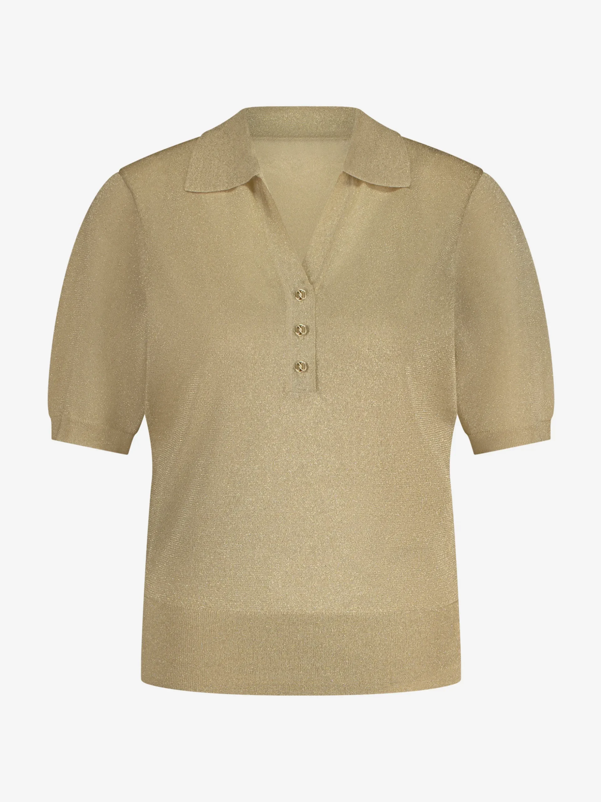 Polo top met glitters en N-knopen