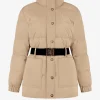 Puffer jas met hoge hals en riem