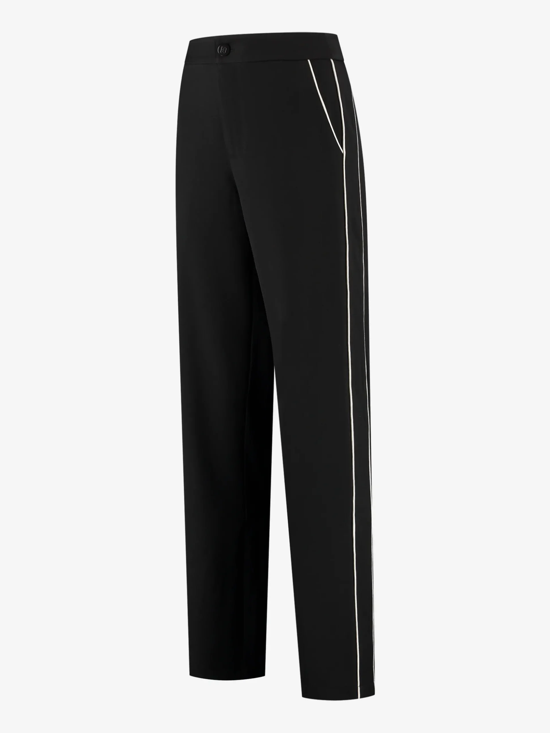Rechtvallende broek met witte zijbiezen