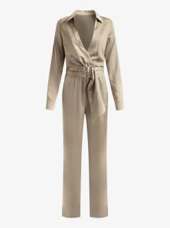 Satijnlook jumpsuit met ceintuur