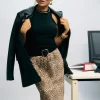 Satijnlook maxi rok met luipaardprint