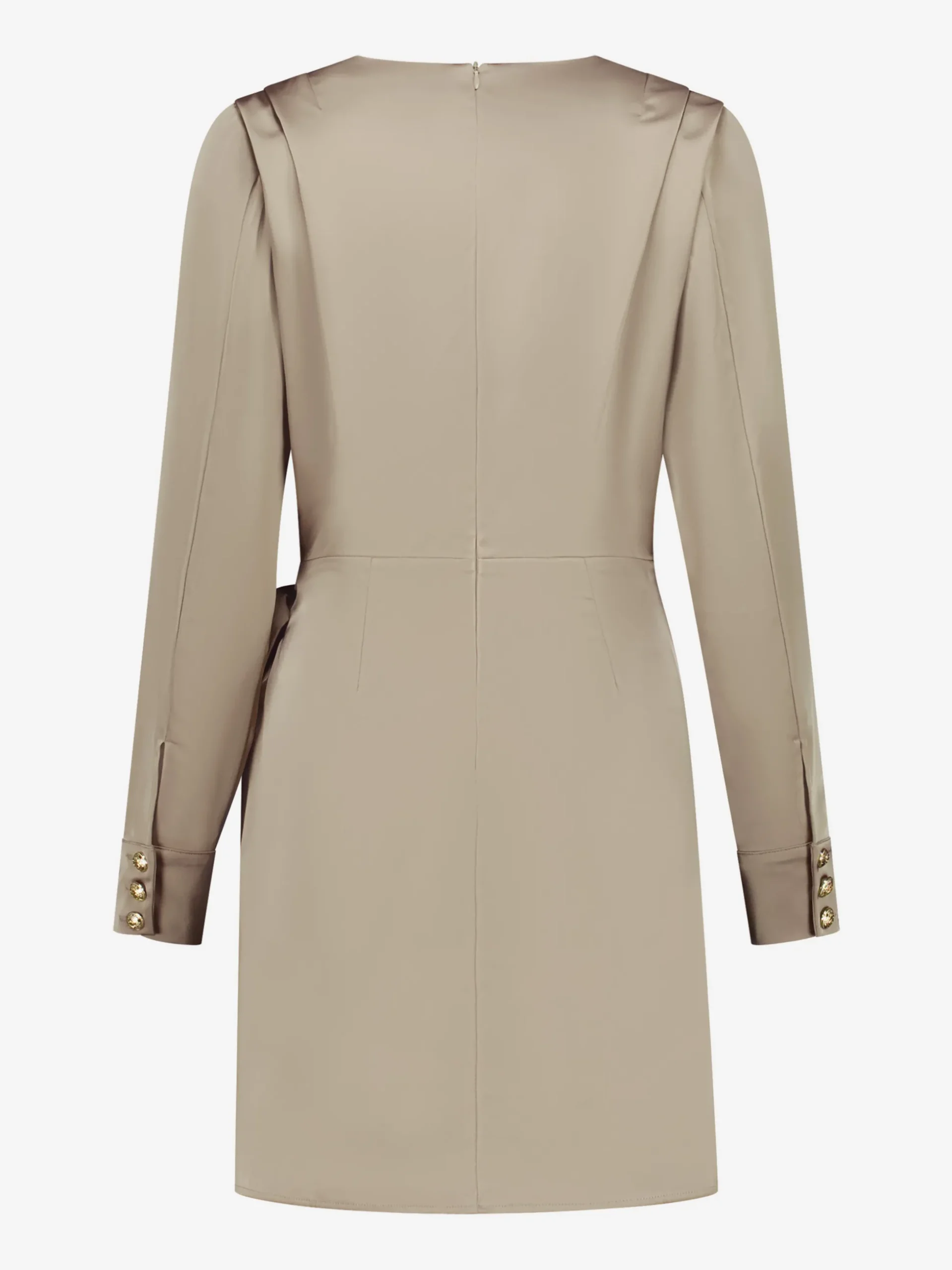 Satijnlook wikkeljurk met schouderdetails