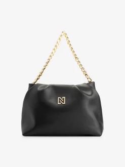 Schoudertas met N-logo en ketting hengsel