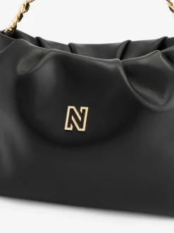 Schoudertas met N-logo en ketting hengsel