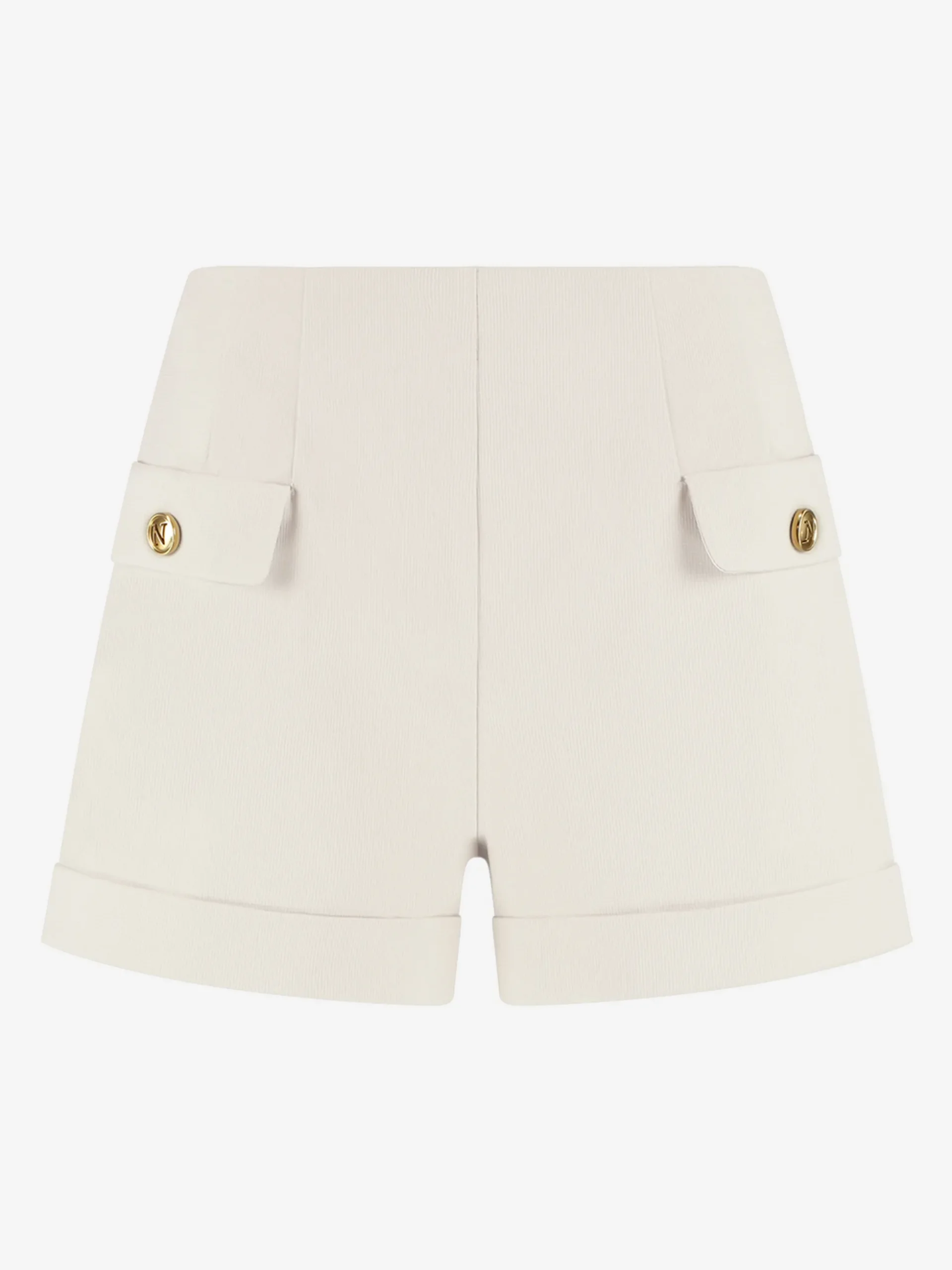 Short met omgeslagen pijpen en klepzakken