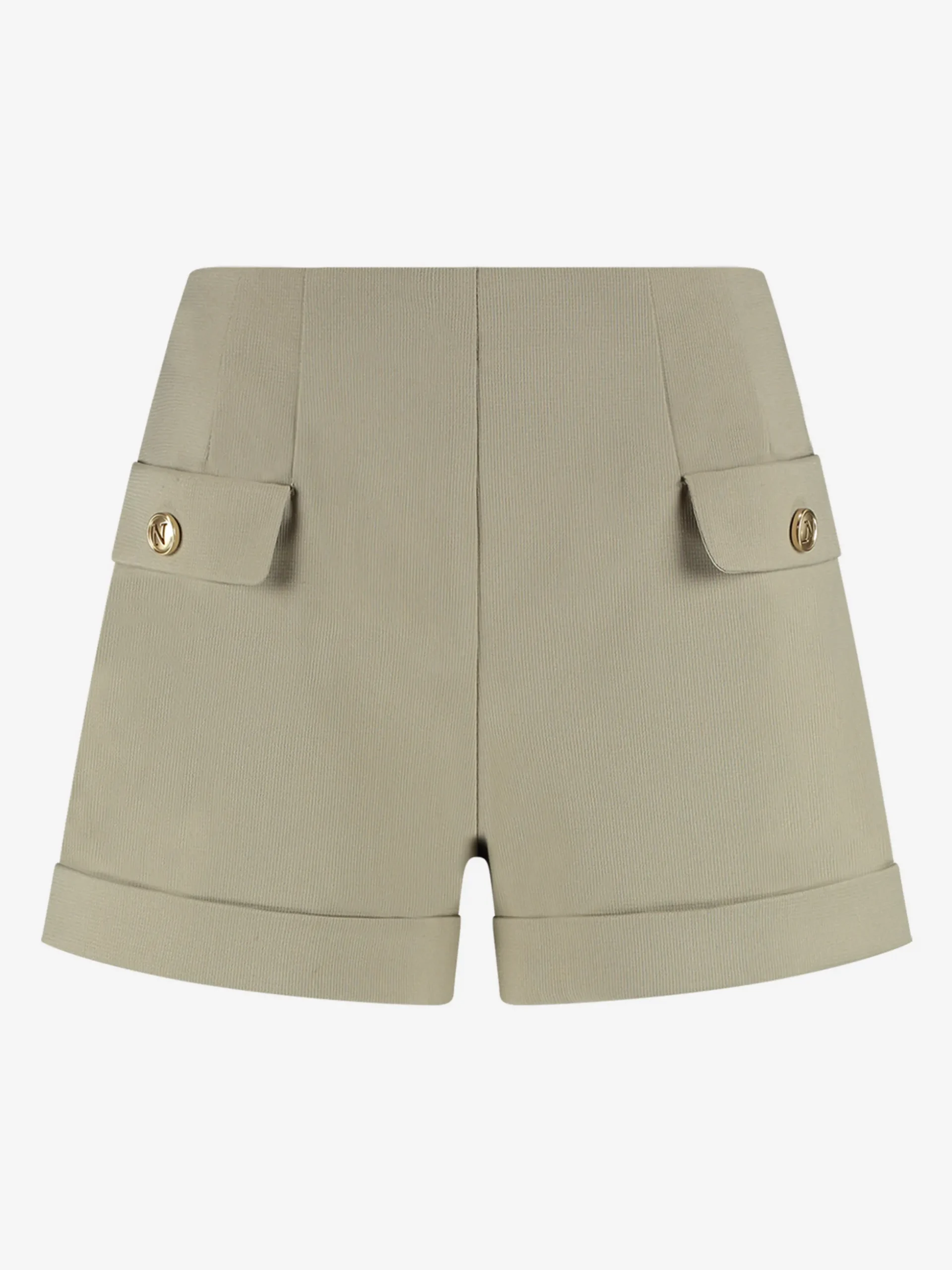 Short met omgeslagen pijpen en klepzakken