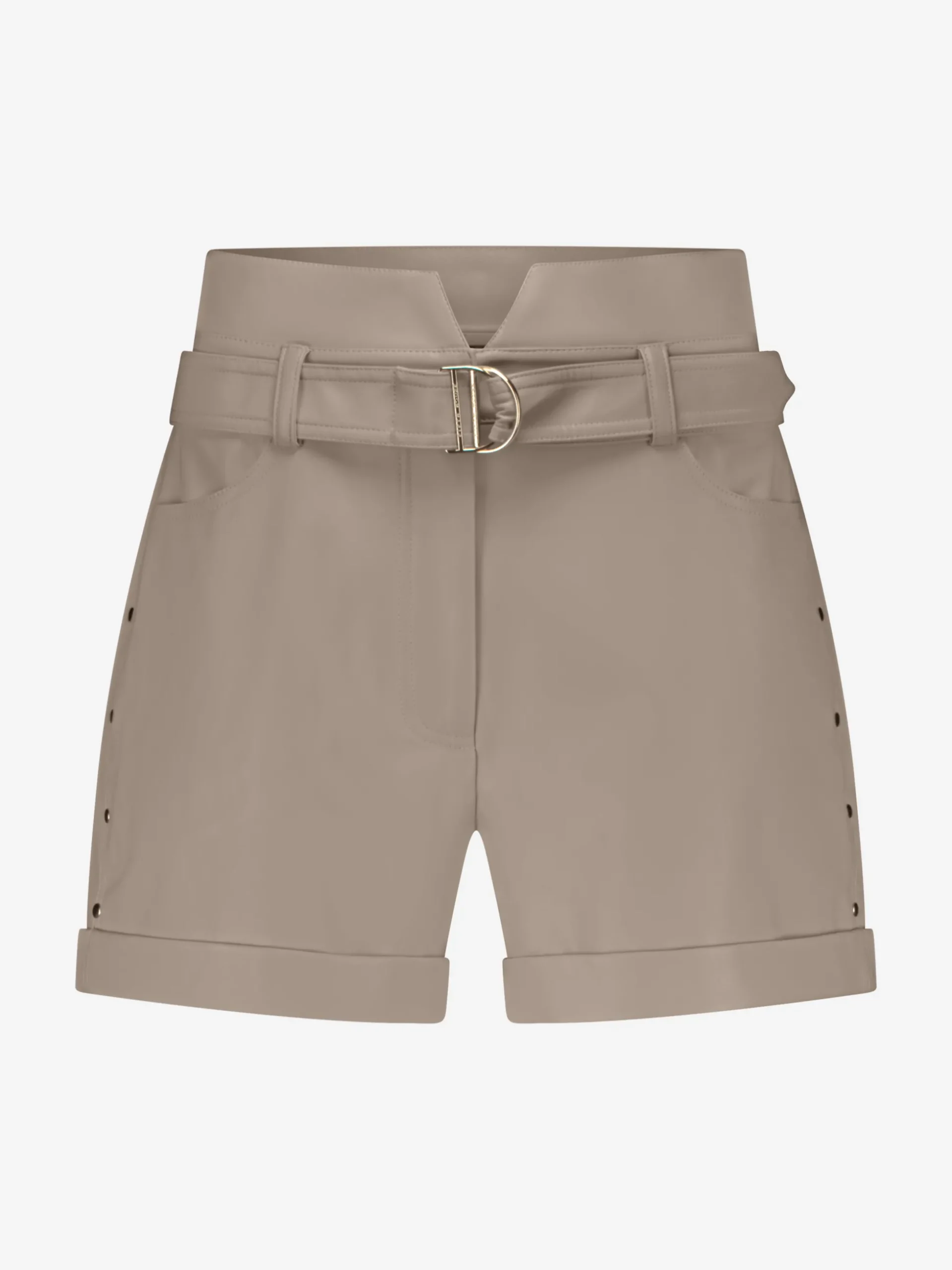 Shorts van imitatieleer met een riem en studs