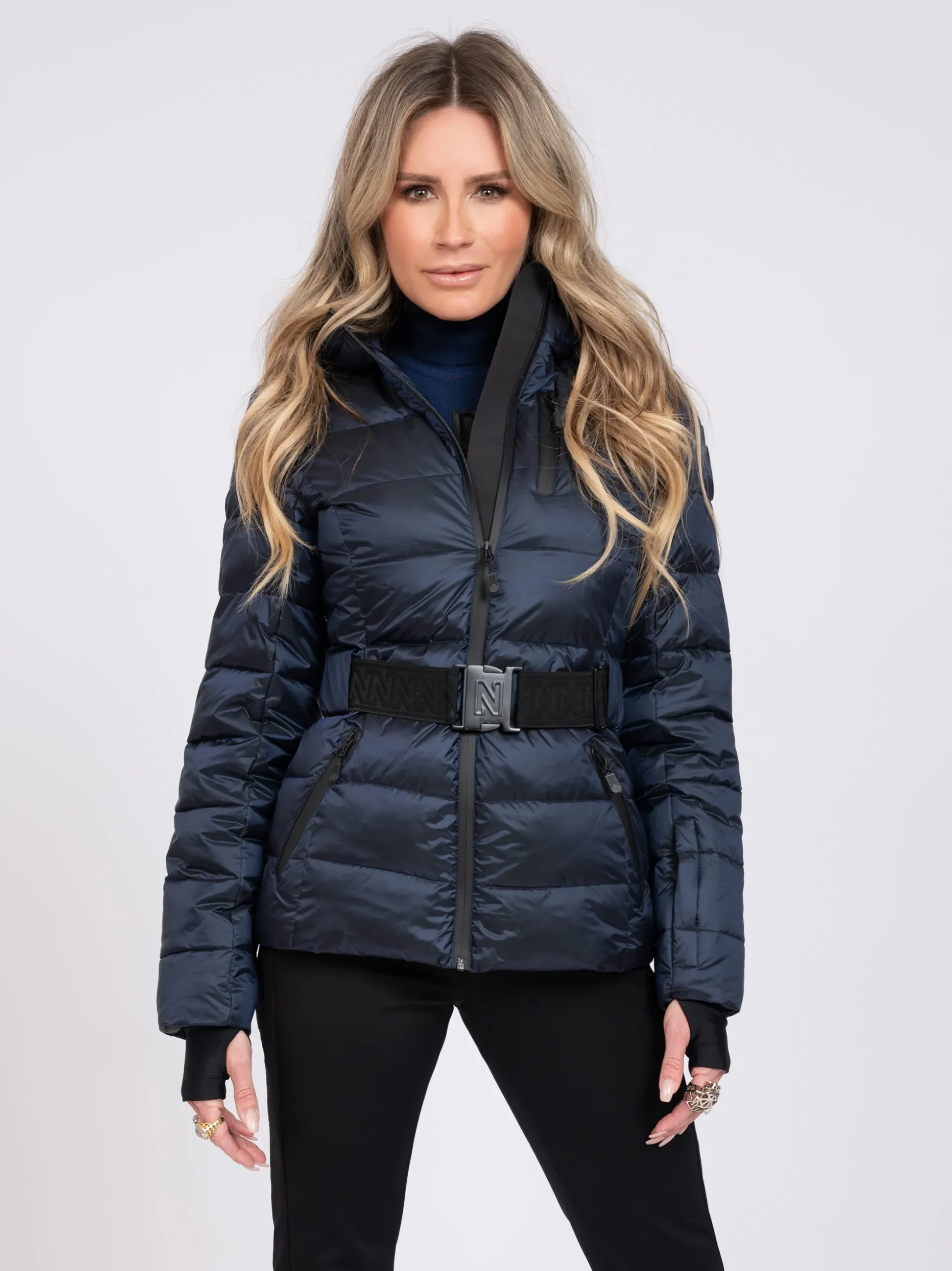 Ski jas met capuchon en elastische riem