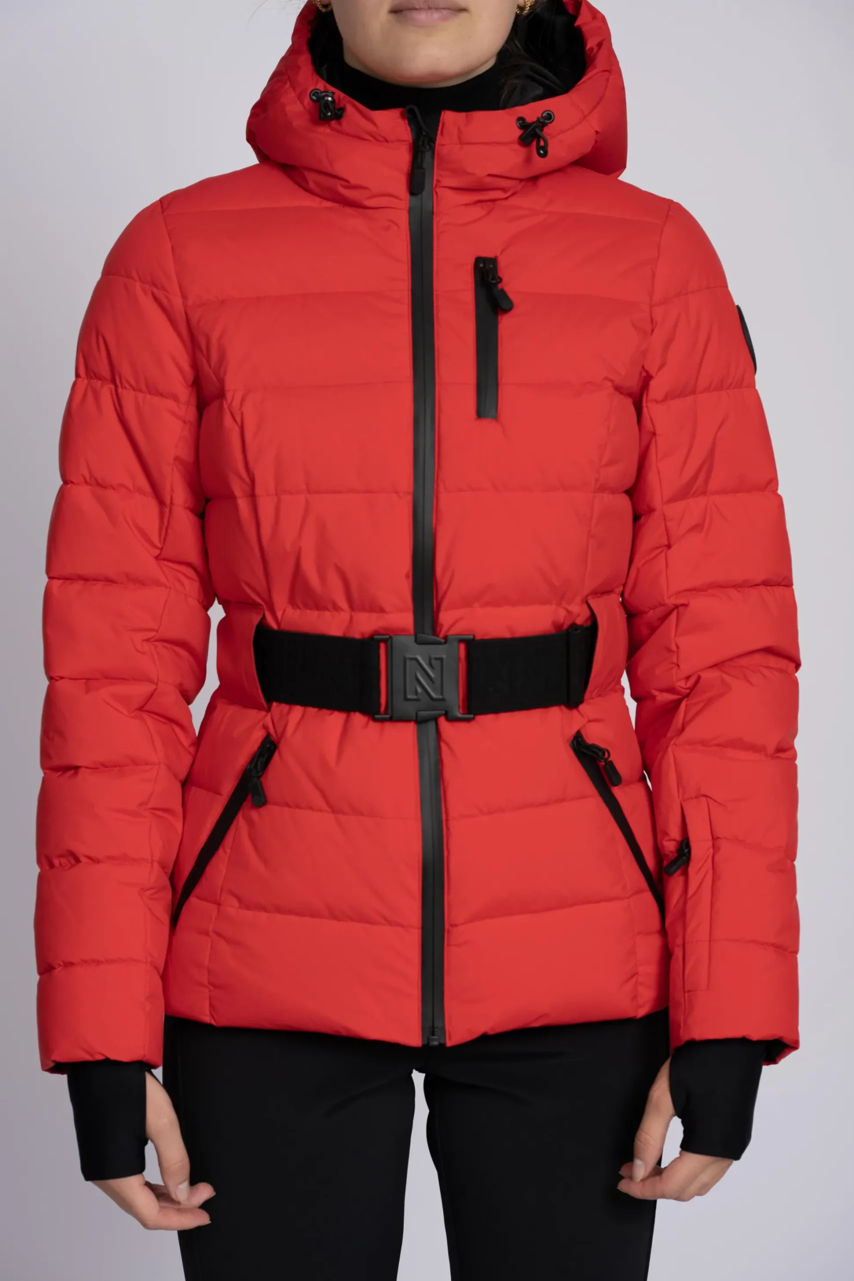 Ski jas met capuchon en elastische riem