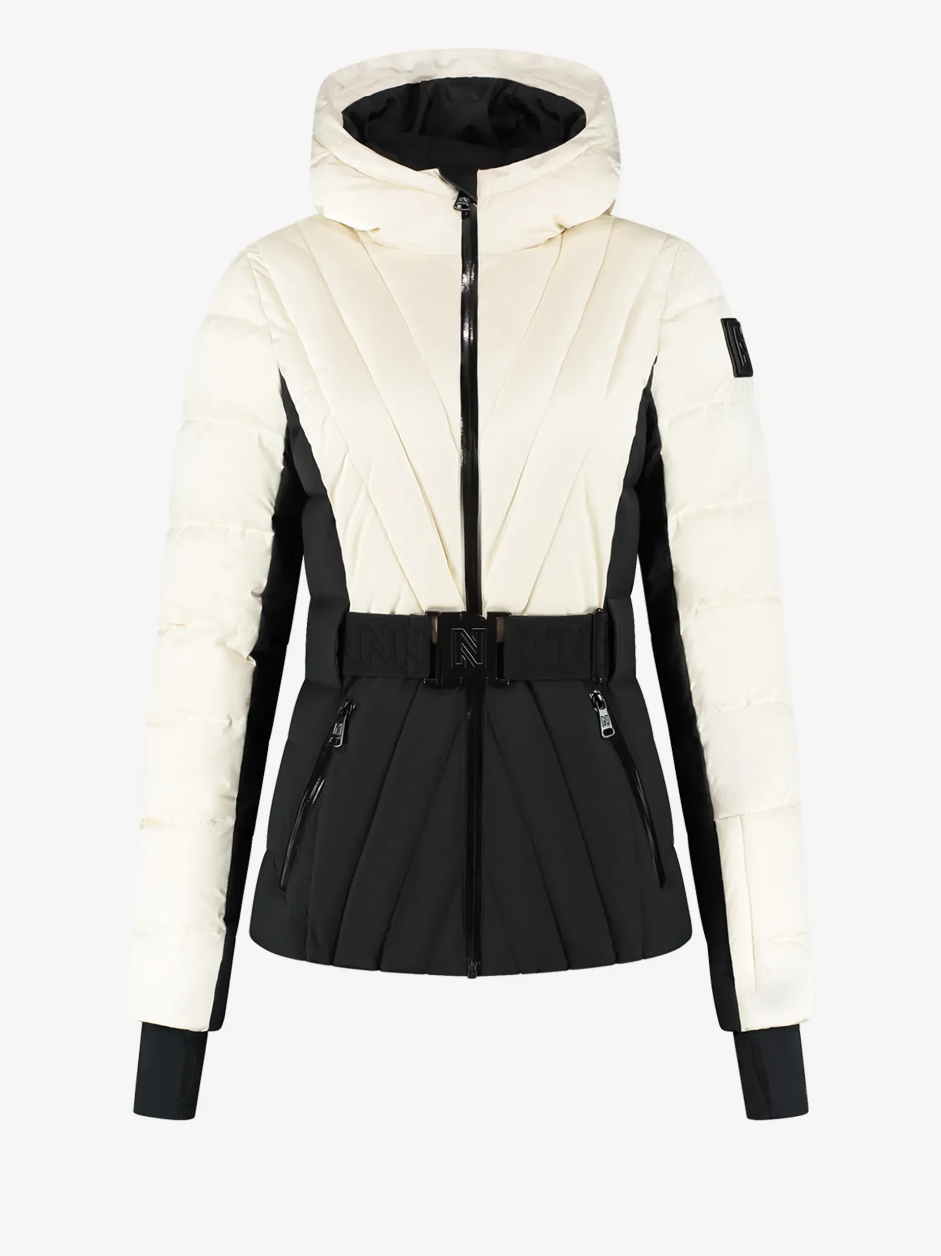 Ski jas met color block en verstelbare riem