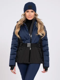 Ski jas met color block en verstelbare riem
