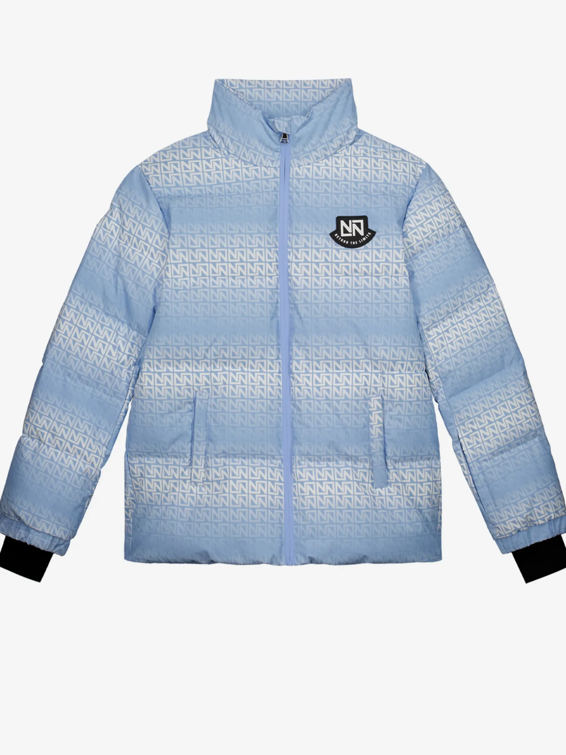Ski jas met logo patroon en hoge kraag