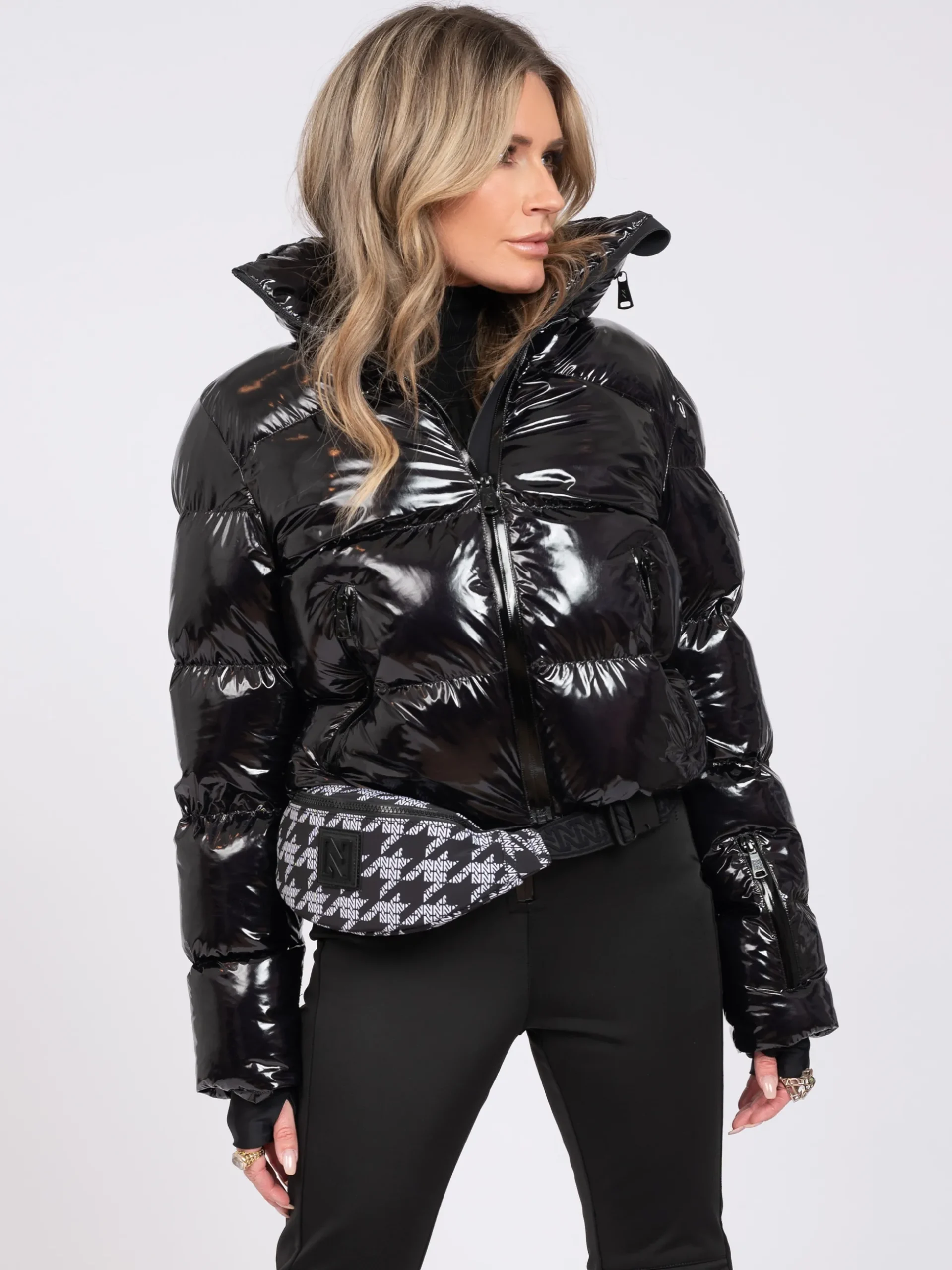 Ski jas met metallic look