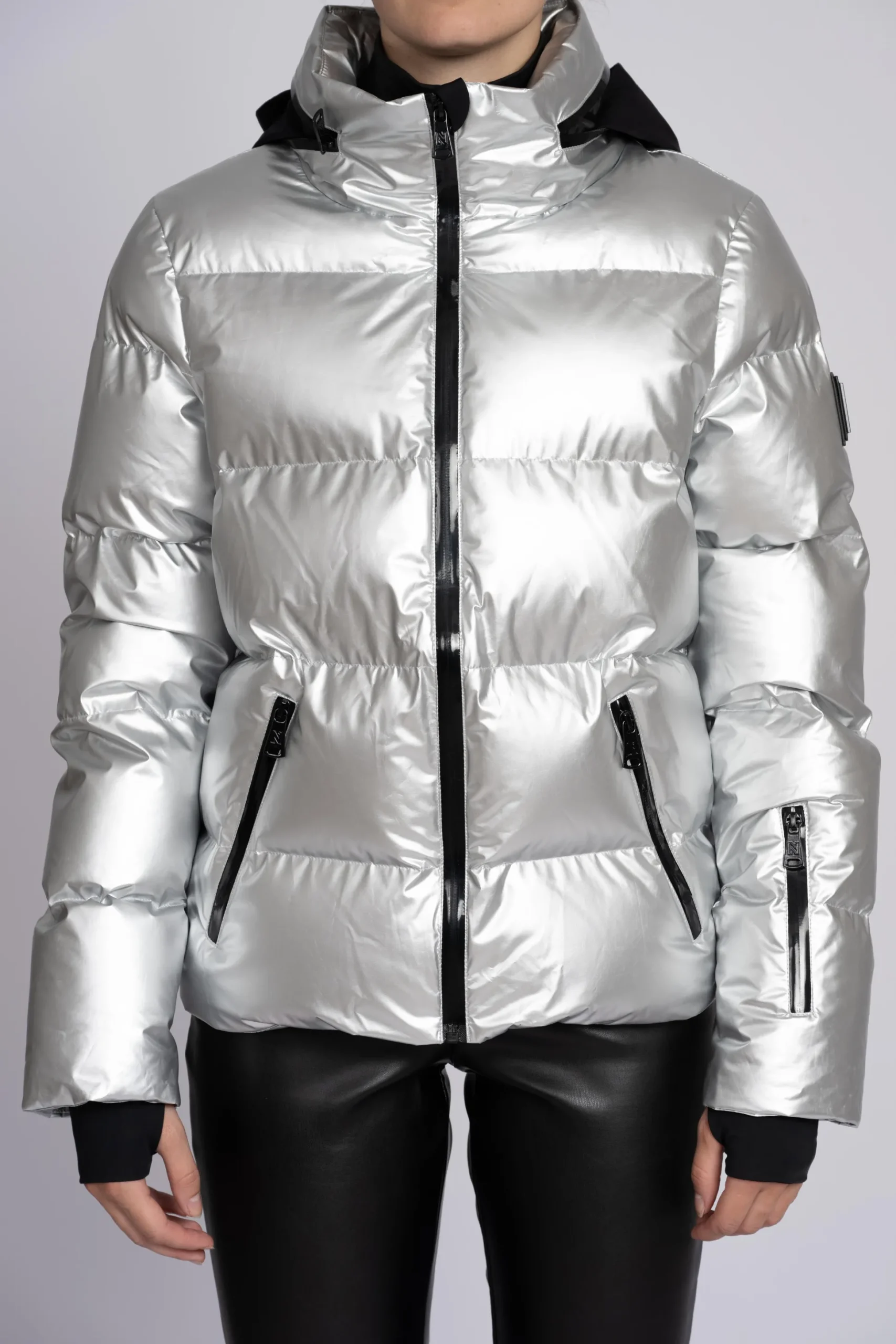 Ski jas met metallic look