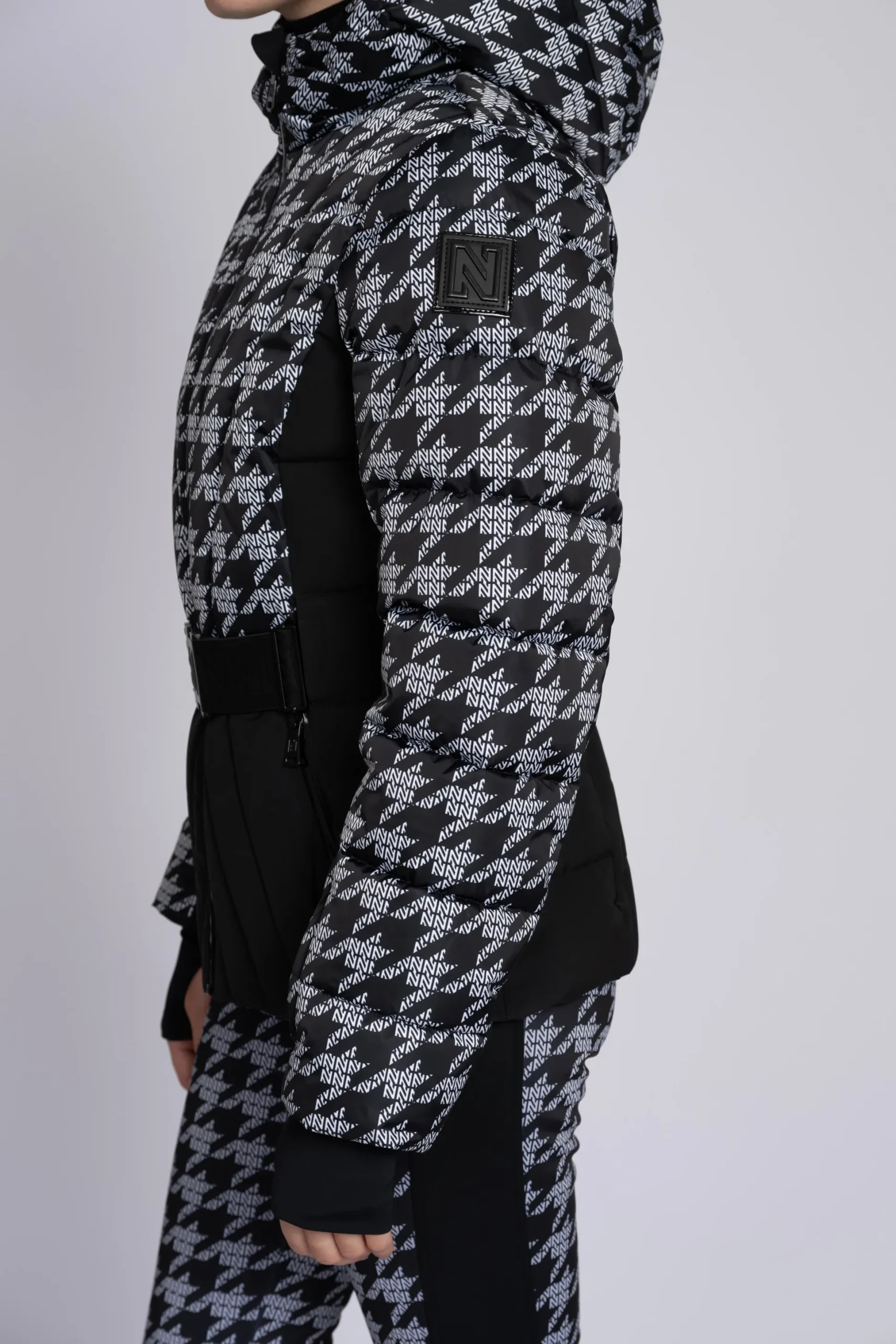Ski jas met N-logo patroon en elastische riem