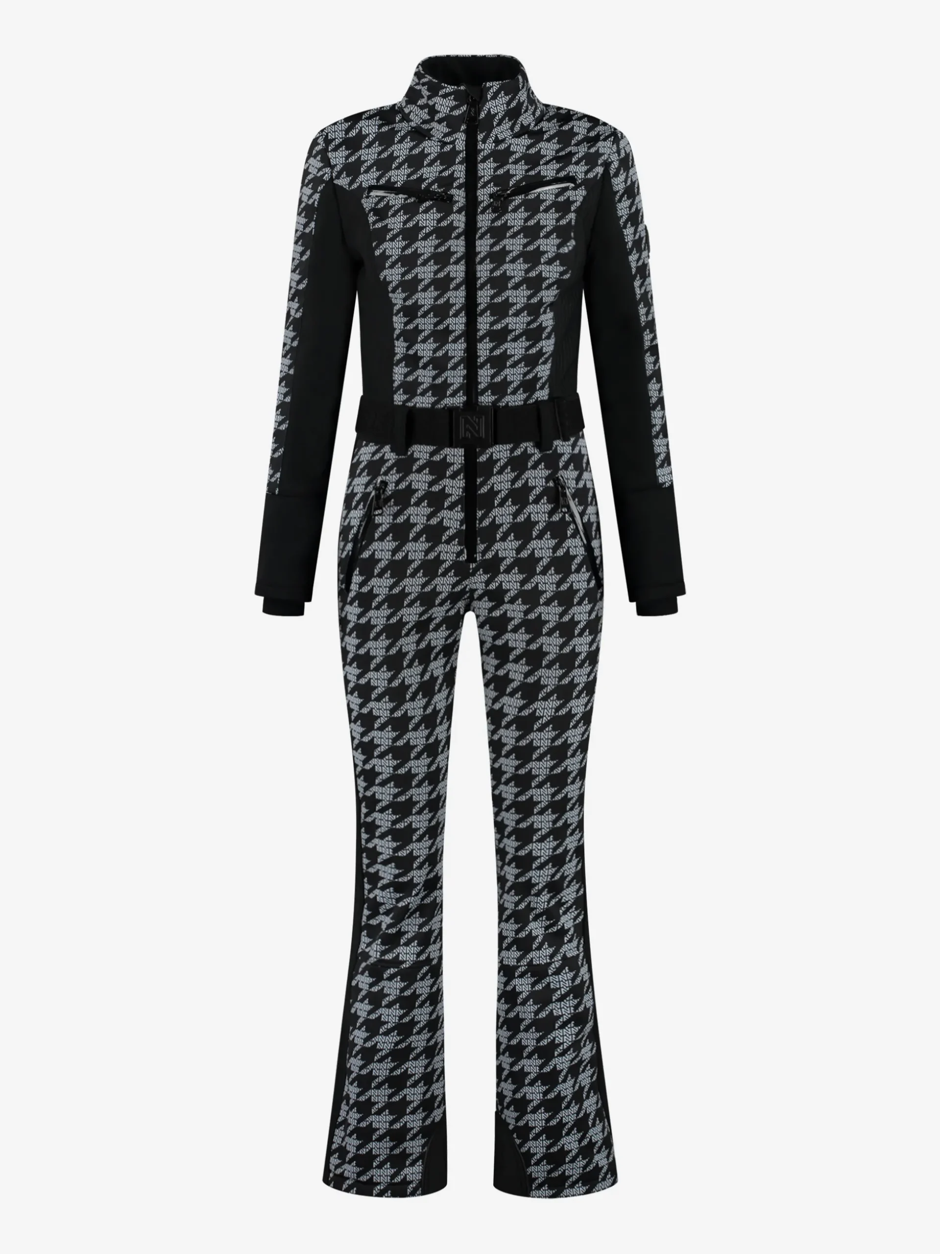 Ski jumpsuit met logo patroon en elastische riem