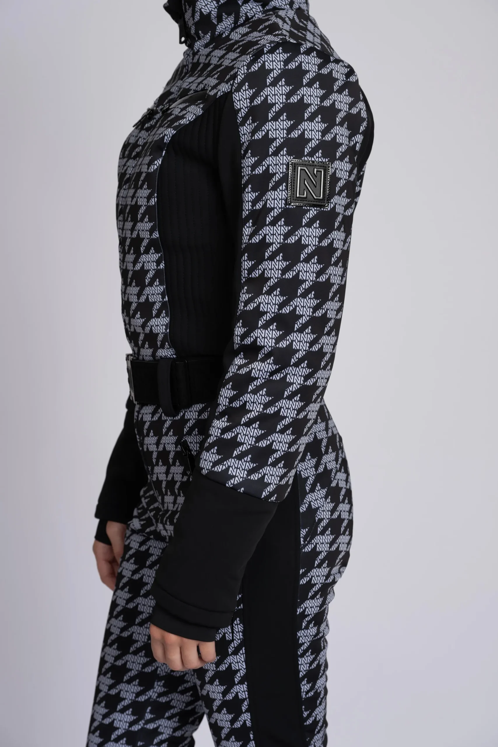 Ski jumpsuit met logo patroon en elastische riem