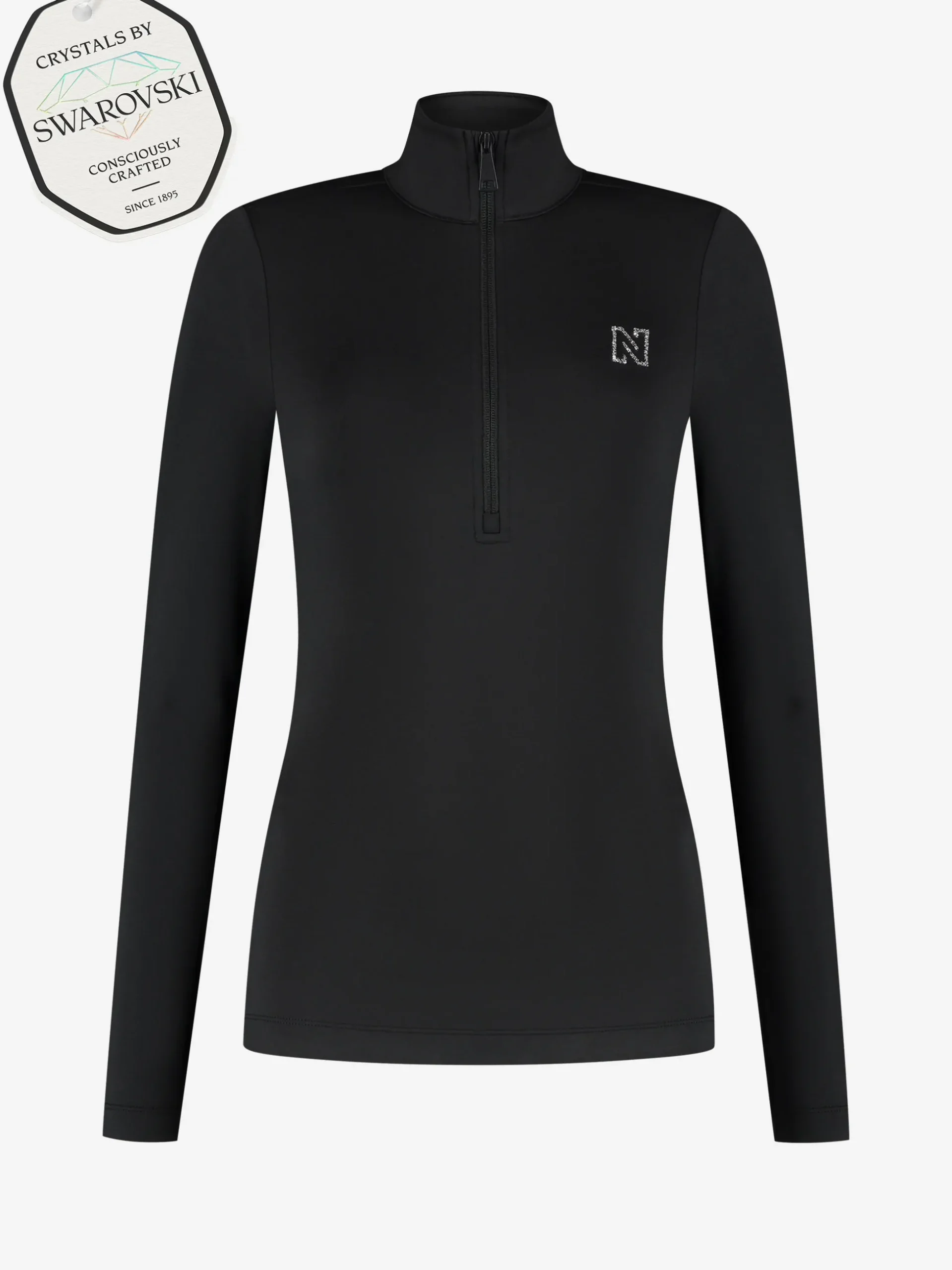 Ski pully met rits en Swarovski N-logo