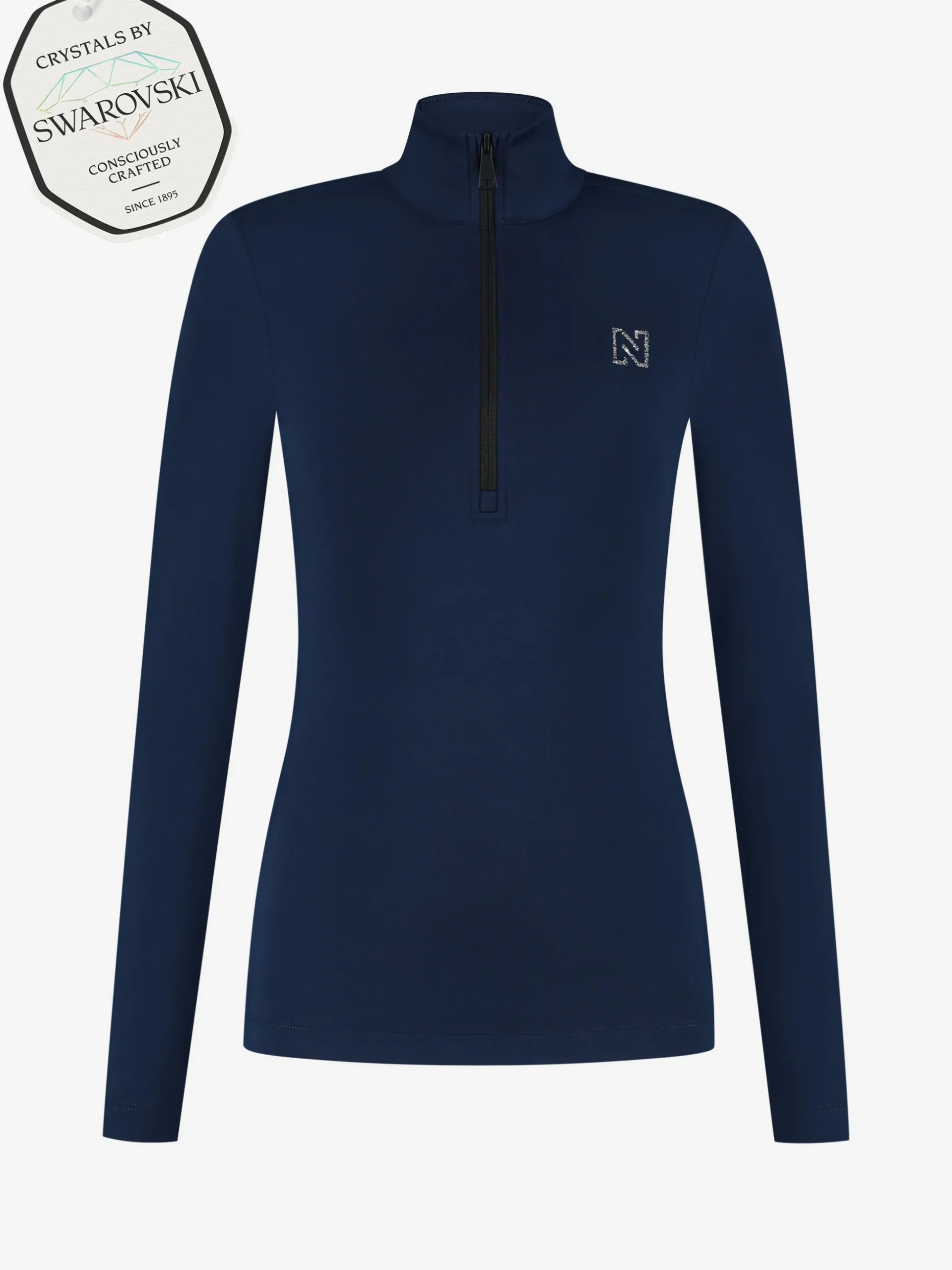 Ski pully met rits en Swarovski N-logo