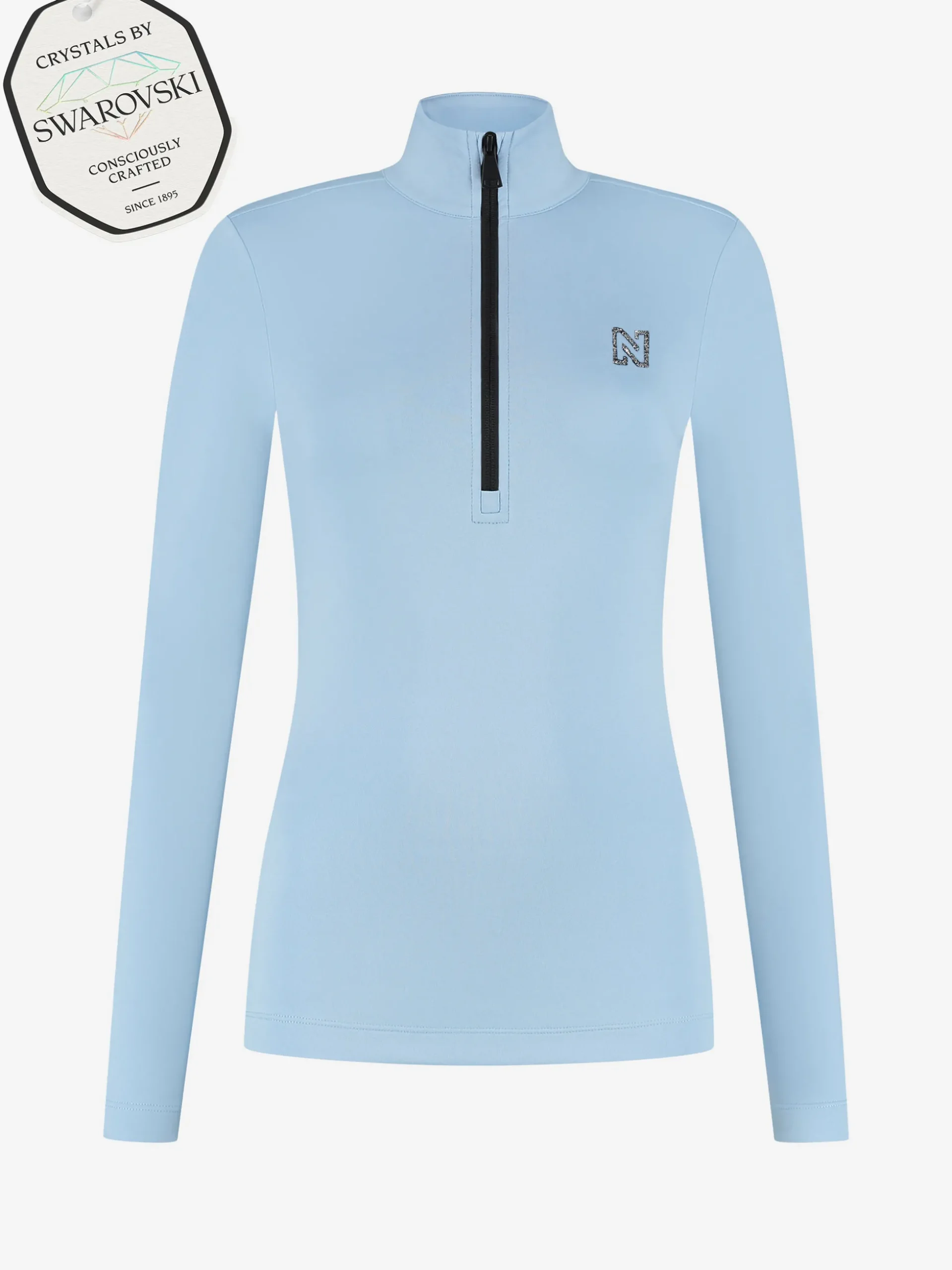 Ski pully met rits en Swarovski N-logo