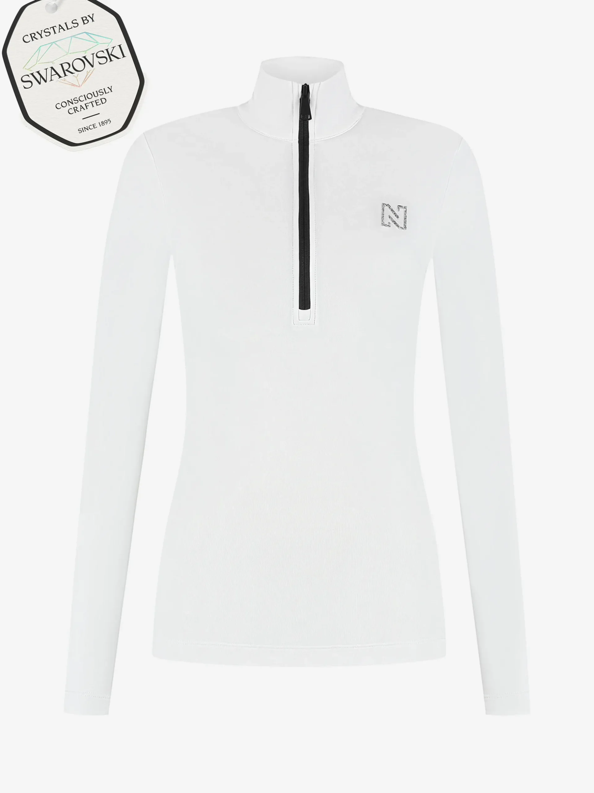 Ski pully met rits en Swarovski N-logo