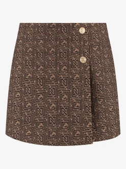 Skort met logo patroon en sierknopen