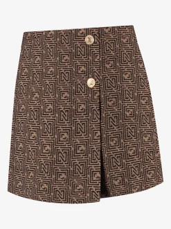 Skort met logo patroon en sierknopen