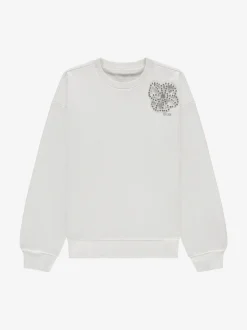 Sweater met bloemvormige uitsnede en strass-details