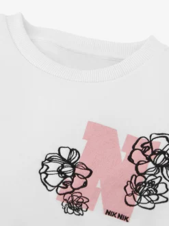Sweater met grafisch logo en bloemenprint