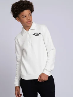 Sweater met halve rits en geborduurd logo