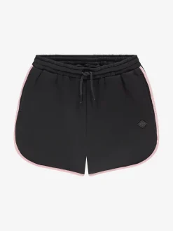 Sweatshort met elastische tailleband en roze accenten