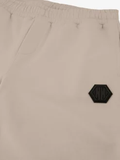 Sweatshort met elastische tailleband en logo patch
