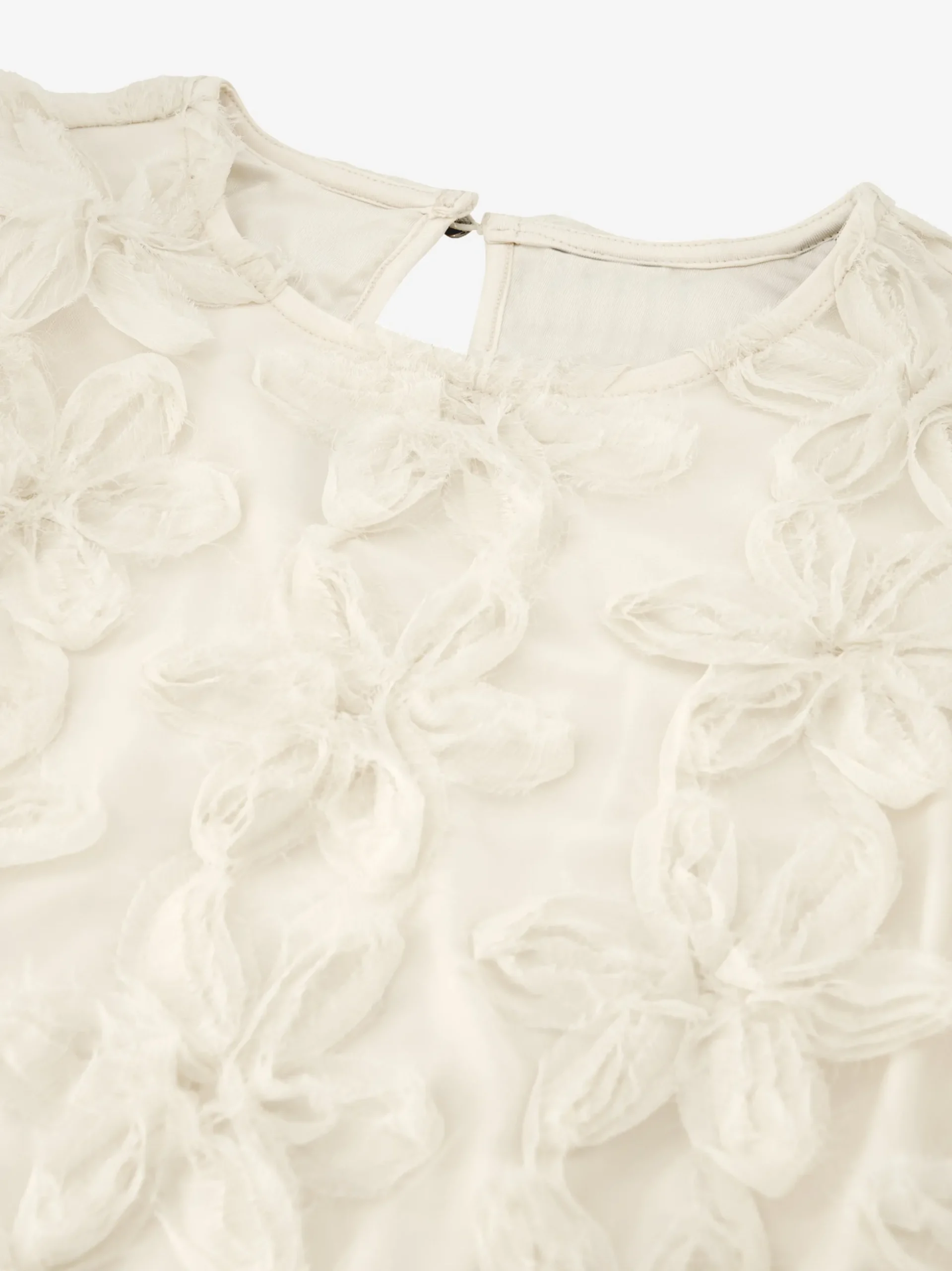 Top with embroidered flowers and mesh balloon sleeves