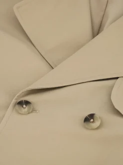 Trenchcoat met capuchon van sweaterstof en ceintuur