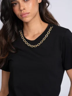 T-shirt met ketting detail bij hals