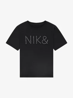 T-shirt met logo van strass steentjes
