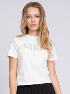 T-shirt met logo van strass steentjes