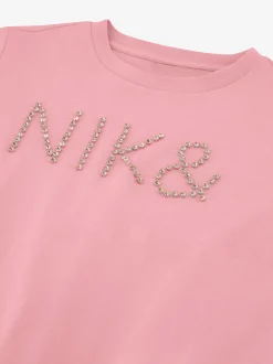 T-shirt met logo van strass steentjes