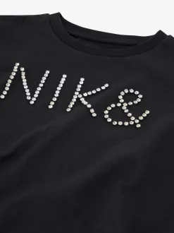 T-shirt met logo van strass steentjes