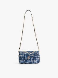 Tweed schoudertas met pied-de-poule patroon