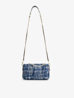 Tweed schoudertas met pied-de-poule patroon
