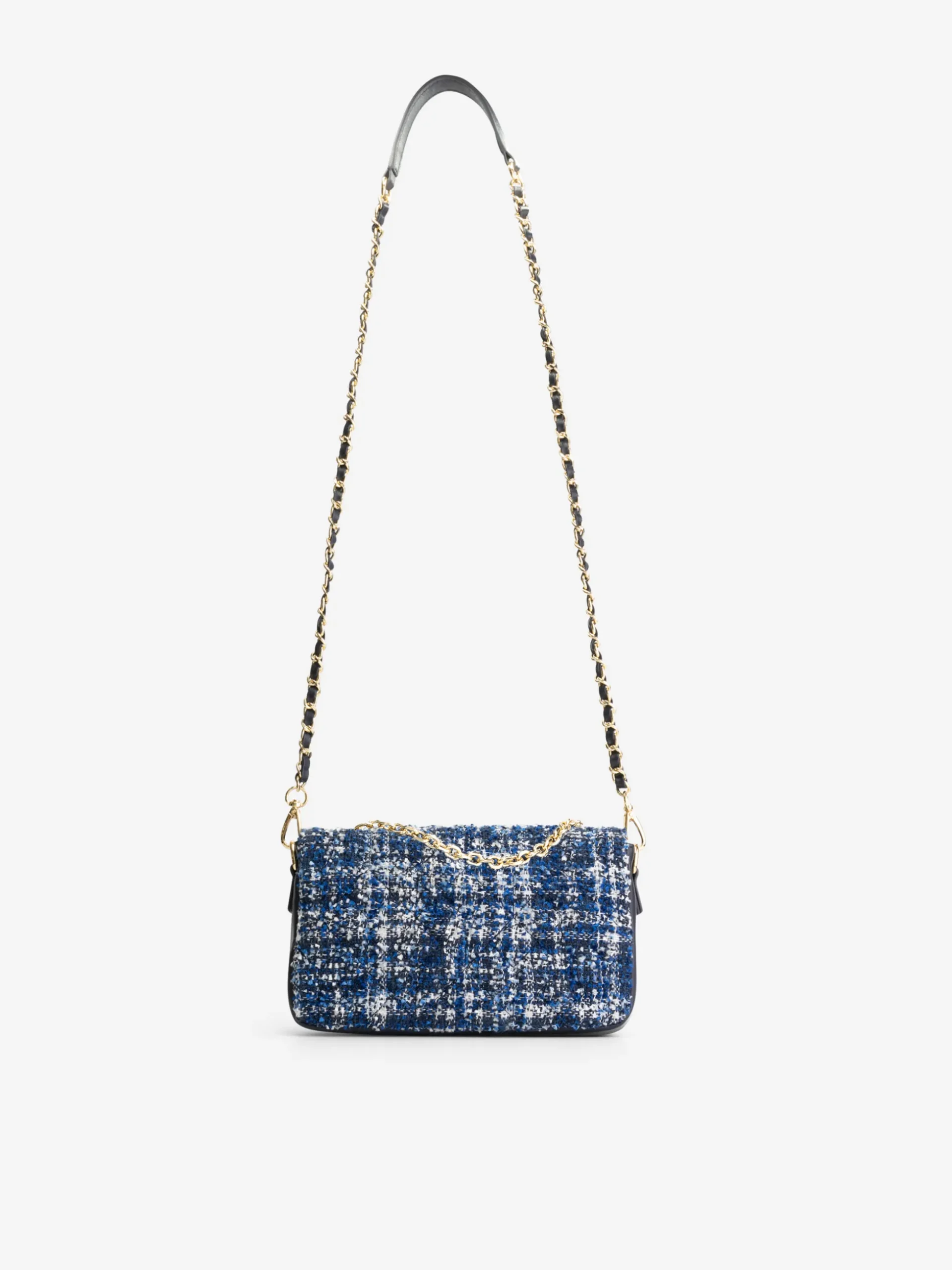 Tweed schoudertas met pied-de-poule patroon